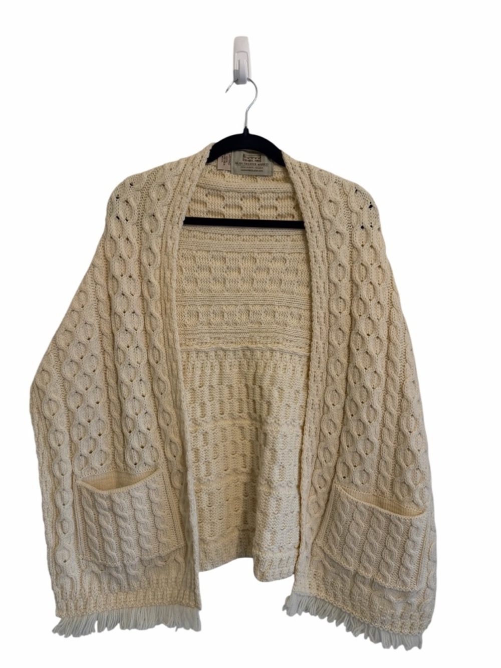 Aran Sweater Market Wrap Cream Merino Wool Shawl